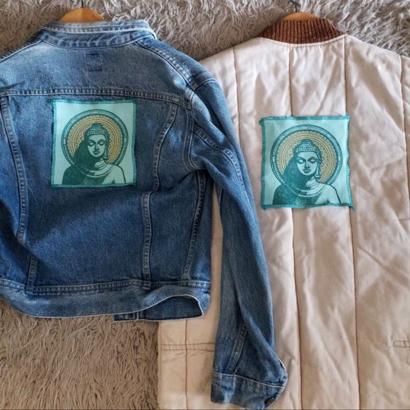 β¨ Beautiful Buddha patch made from up cycled T-shirt material sew on boho yoga - Picture 3 of 7